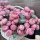 Корзина с кустовой пион розой премиум сорта Silva Pink и эвкалиптом в Краснодаре